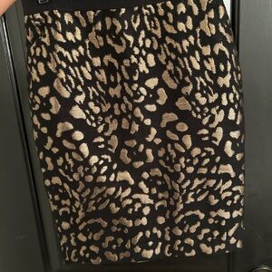 Ann Taylor Black and Gold Animal Print Pencil Skirt